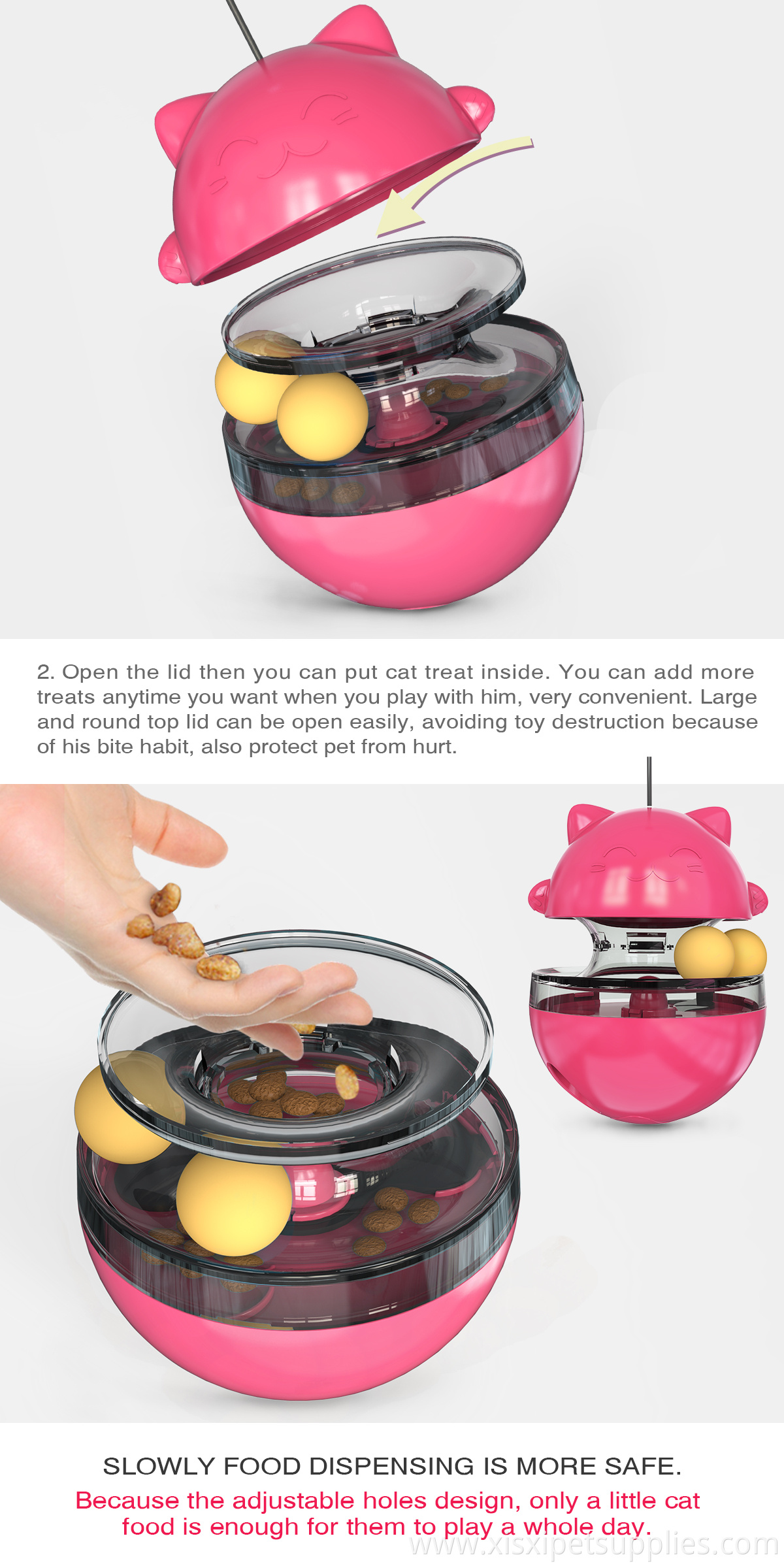 Wholesale Cat Shaking Toy Pink Blue Yellow Green Pet Toy Ball